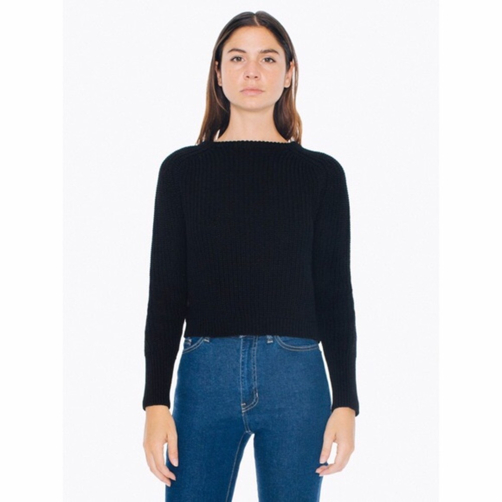 American Apparel black crop fisherman sweater M